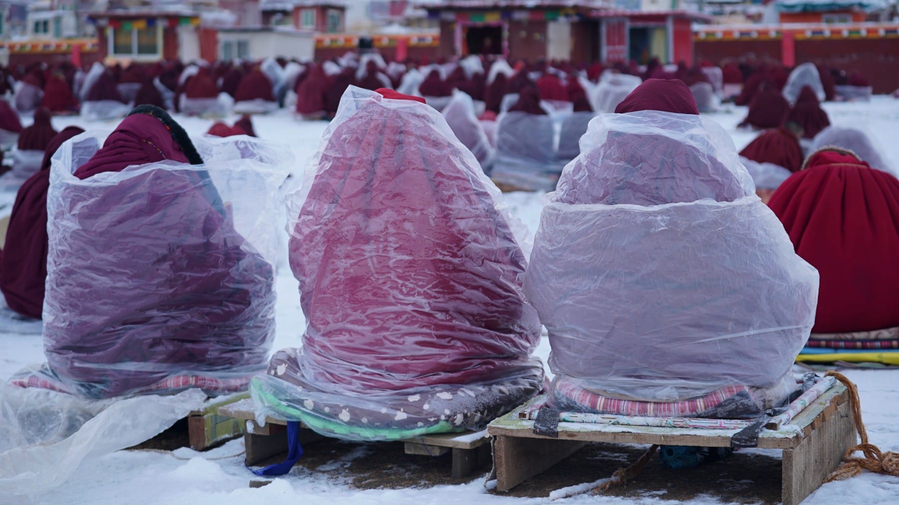 mediterende nonnen in Tibet